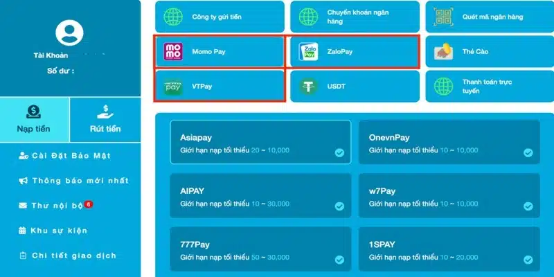 Sân chơi Hi88 hỗ trợ người dùng nhiều phương thức giao dịch